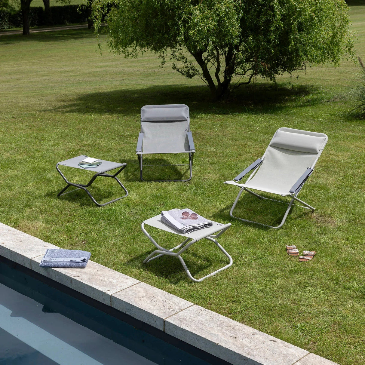 Lafuma Repose-pieds Next Batyline Iso Marron Terre chassis Titane