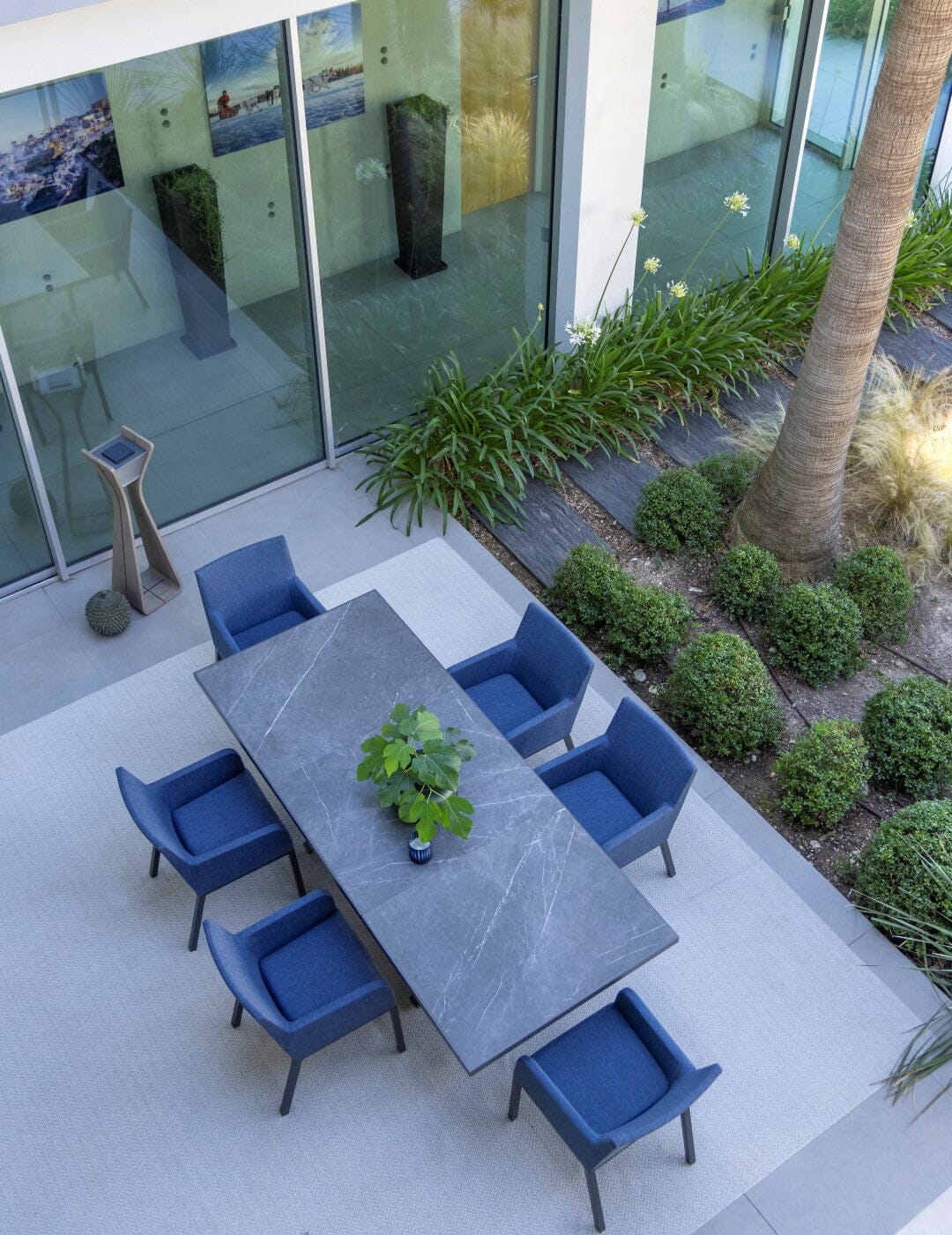 Les Jardins Amaka Structure de table 204/306x102cm, plaques céramique en sus