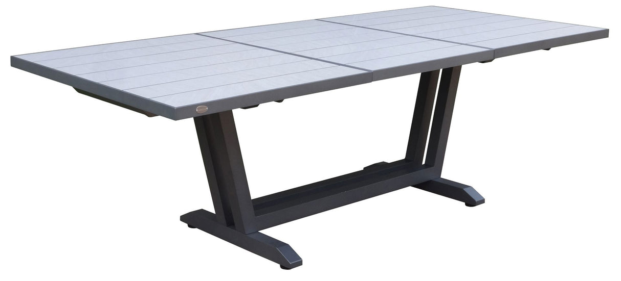 Les Jardins Amaka Table extensible 200/300x100cm Piètement Gris espace / HPL décor Céramique grise