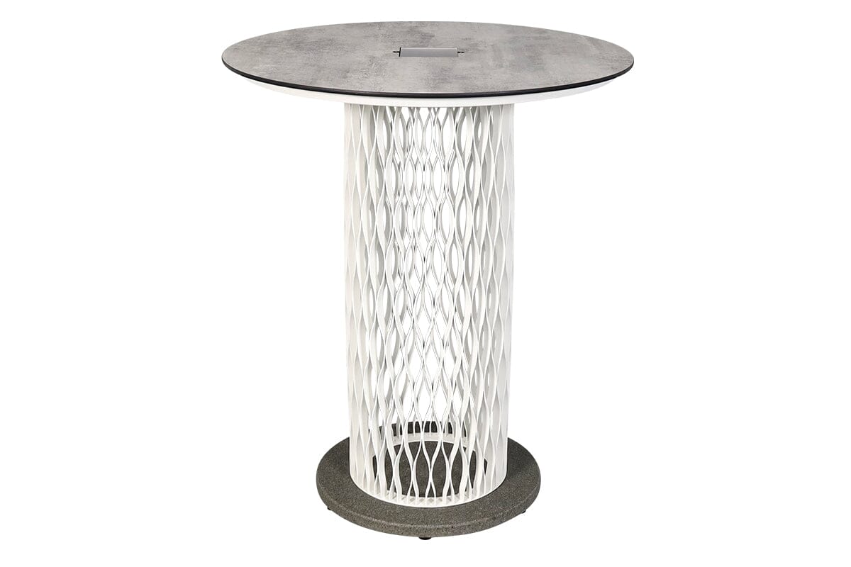 Les Jardins Cadix Table haute solaire Ø90cm h:105cm 500 Lumens Blanc