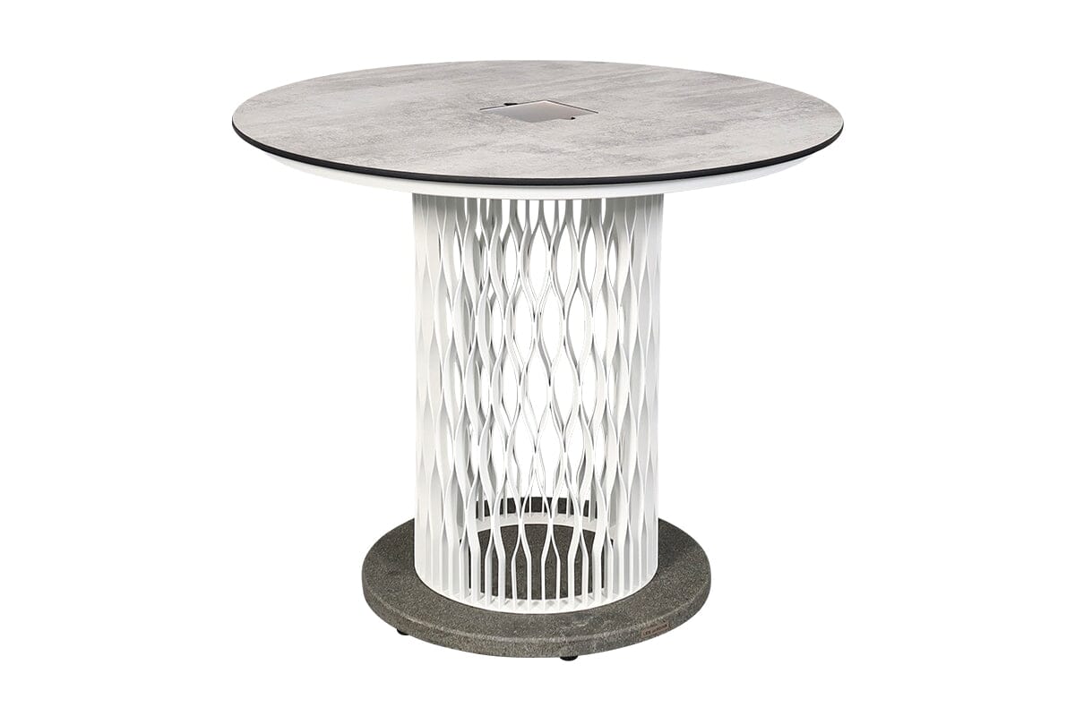 Les Jardins Cadix Table repas solaire Ø110cm 500 Lumens Blanc