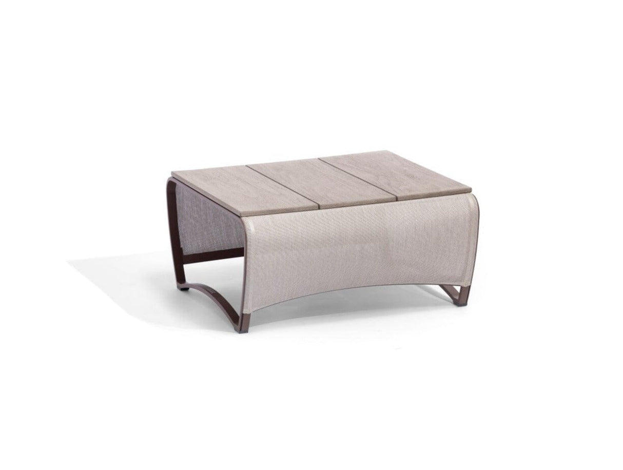 Les Jardins Jet Stream Table basse carrée 70x70cm Coretn / Toile Moka Chiné / Duratek lattes