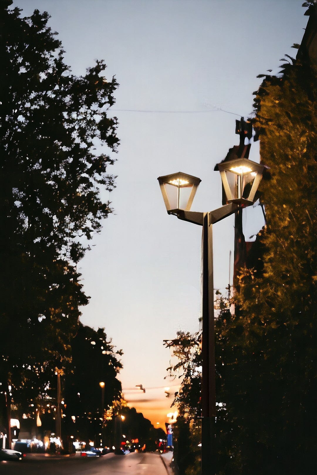 Les Jardins Metro Lampadaire solaire Double sans fil 500 Lumens