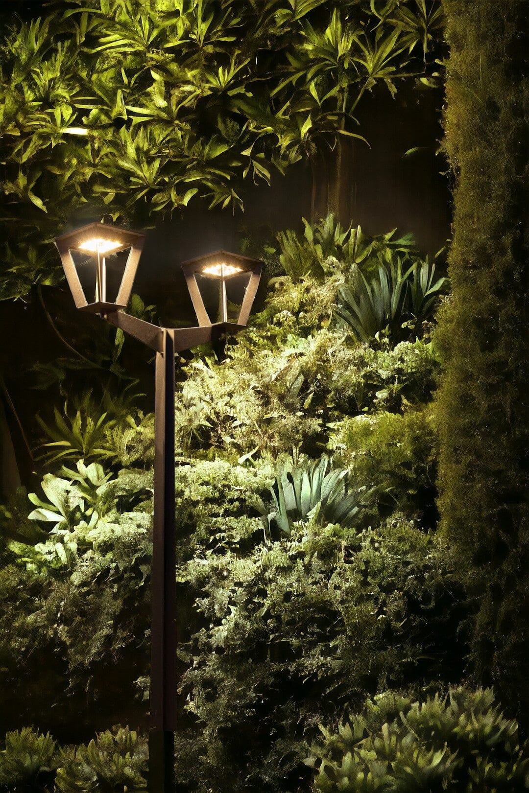 Les Jardins Metro Lampadaire solaire Double sans fil 500 Lumens