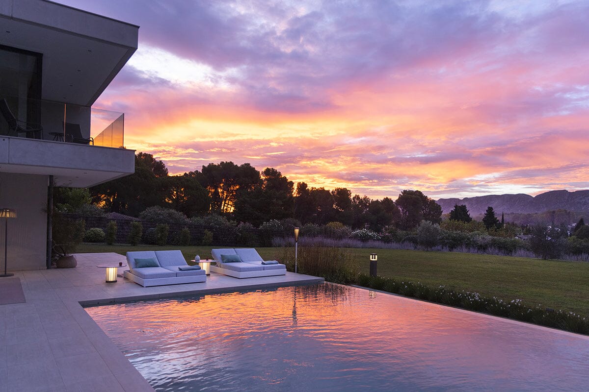 Les Jardins Teckalu Table basse Ø70cm solaire h:40cm 500 Lumens