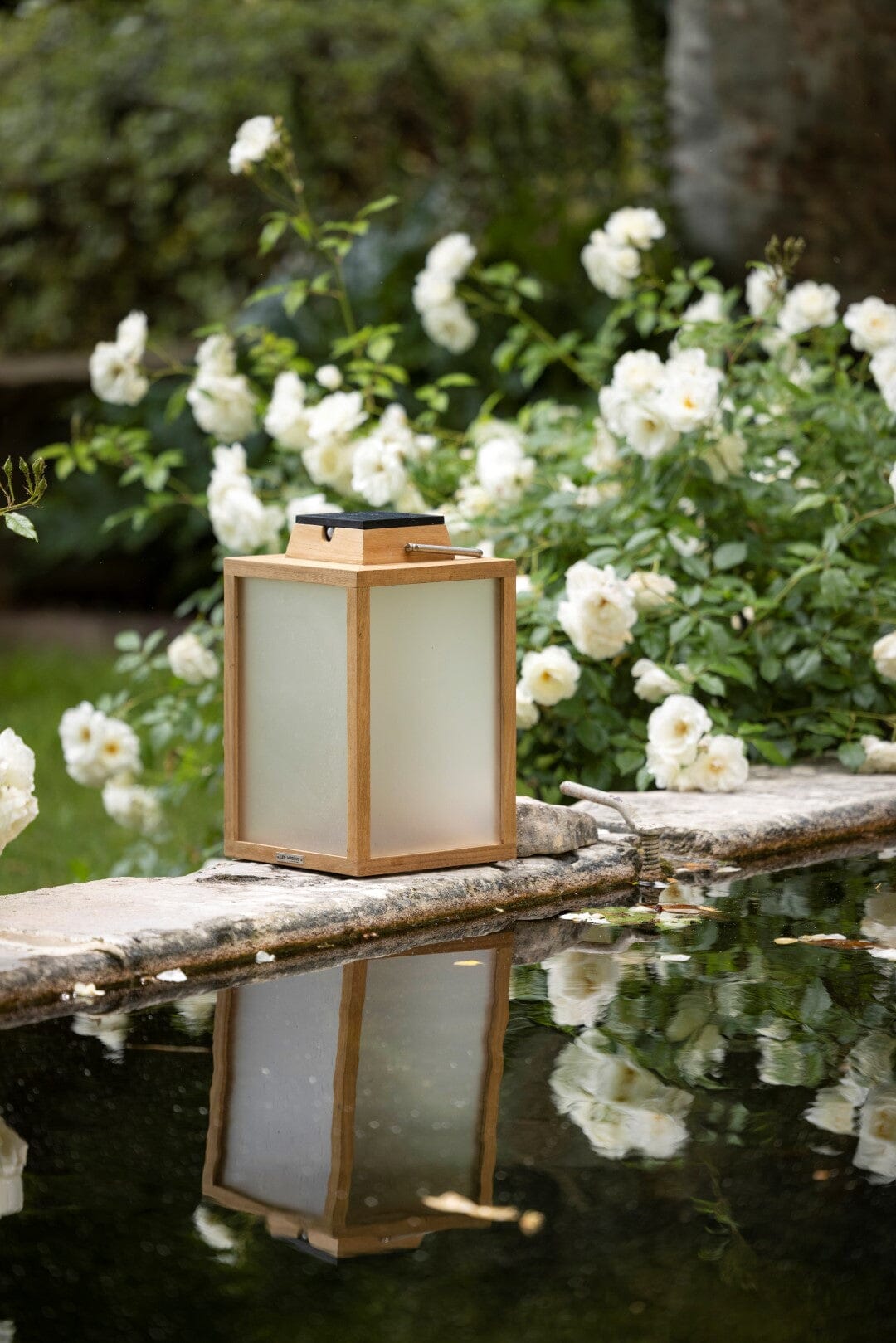 Les Jardins Tradition Lanterne solaire teck petit modèle 300 Lumens