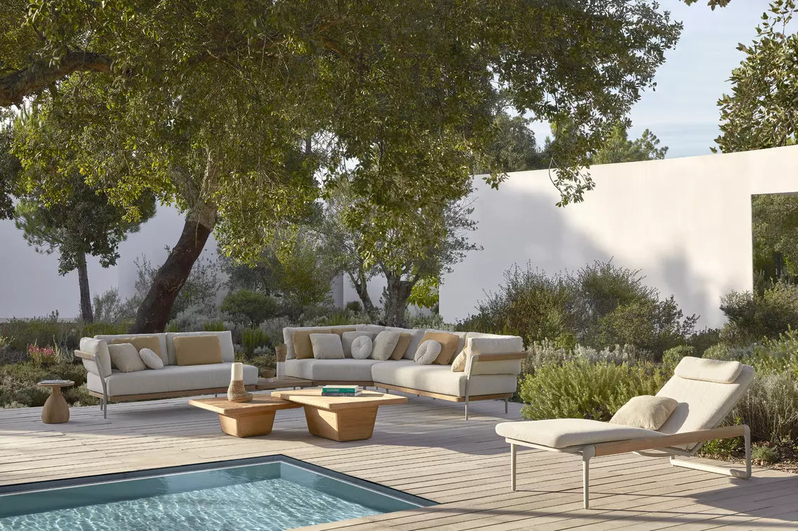 Manutti Flows Chaise longue textile, coussins en sus