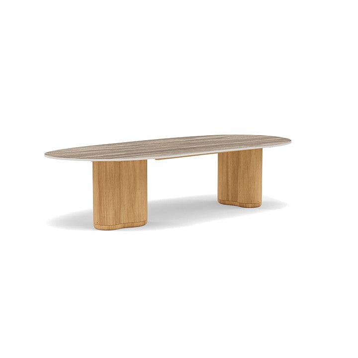 Manutti Ogado Table Organic 310x135cm Teck Brushed HFTB Céramique Travertin 12mm (5K54)