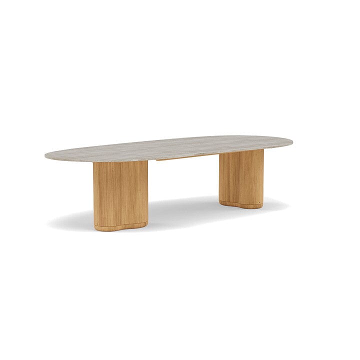 Manutti Ogado Table Organic 310x135cm Teck Brushed HFTB Céramique Travertin Crema 12mm (5K74)
