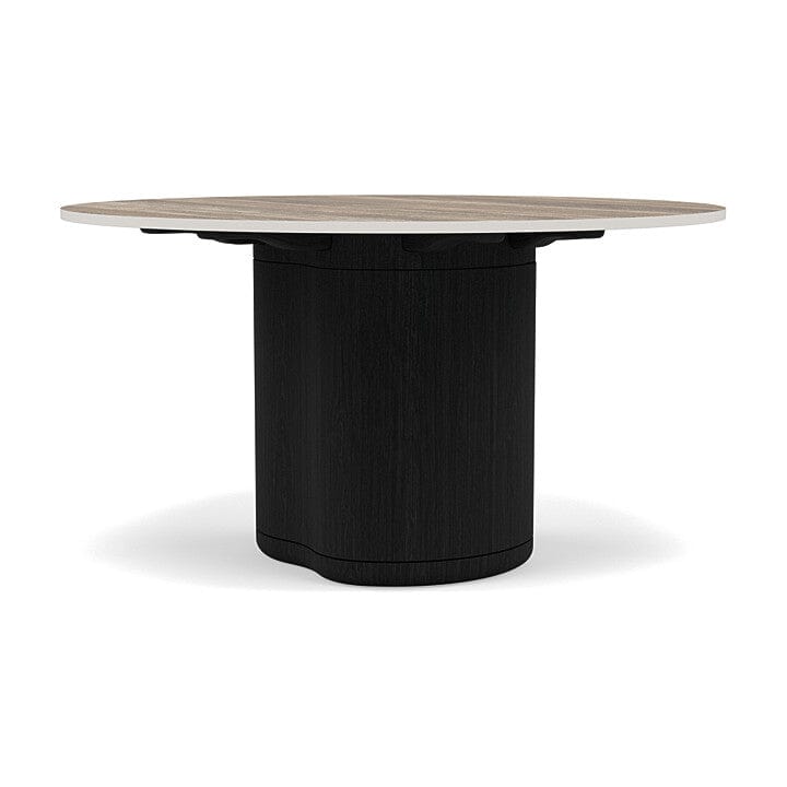 Manutti Ogado Table Repas Low Dining Ø125cm h:66cm Teck Scuro HFTS Céramique Travertin Geo 12mm (5K54)