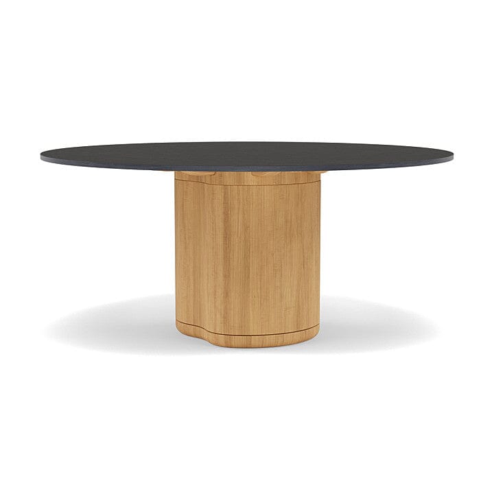 Manutti Ogado Table Repas Low Dining Ø148cm h:66cm Teck Brushed HFTB Céramique Basalt Black 12mm (5K67)