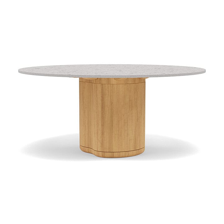 Manutti Ogado Table Repas Low Dining Ø148cm h:66cm Teck Brushed HFTB Céramique Fossil 12mm (5K53)