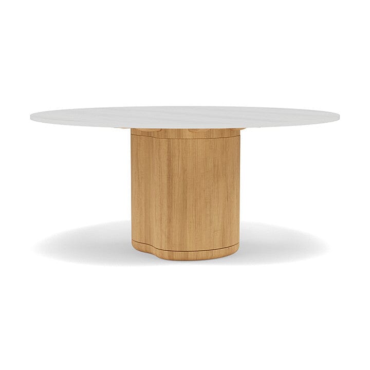 Manutti Ogado Table Repas Low Dining Ø148cm h:66cm Teck Brushed HFTB Céramique Perle 12mm (5K66)