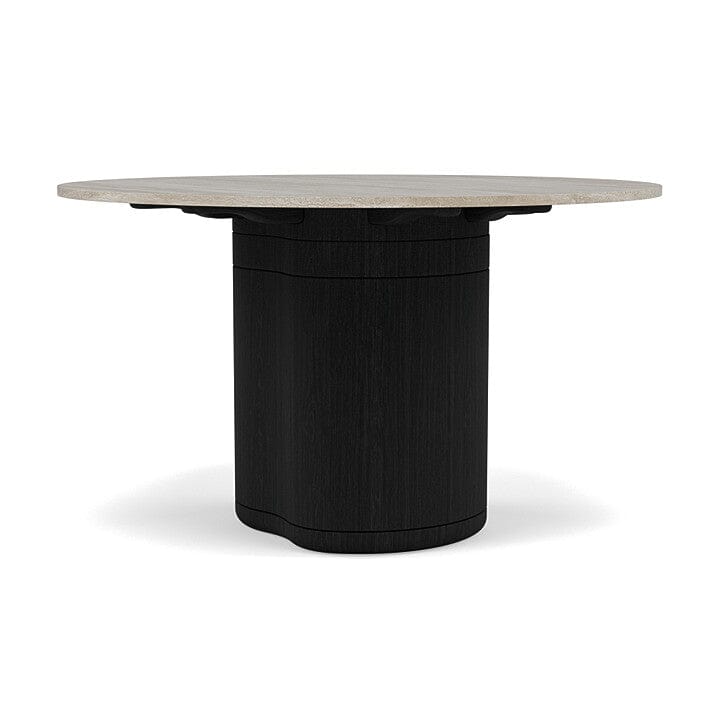 Manutti Ogado Table Repas Ø125cm Teck Scuro HFTS Céramique Travertin Crema 12mm (5K74)