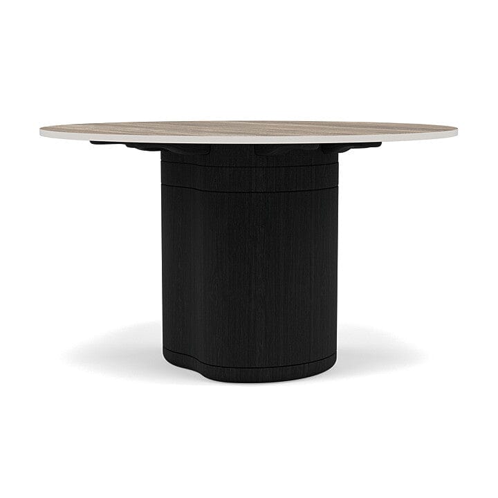 Manutti Ogado Table Repas Ø125cm Teck Scuro HFTS Céramique Travertin Geo 12mm (5K54)