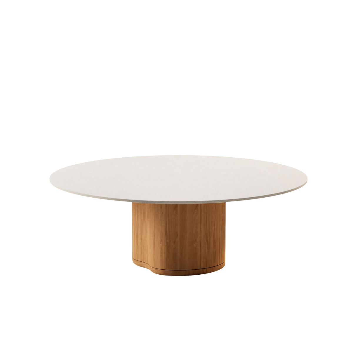 Manutti Ogado Table Repas Ø148cm h:66cm Teck Brushed HFTB Céramique Speckled Sand 12mm (5K73)