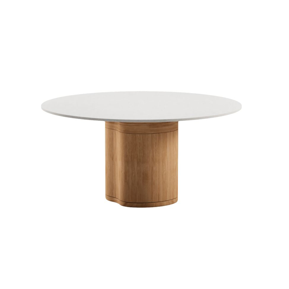 Manutti Ogado Table Repas Ø148cm Teck Brushed HFTB Céramique Speckled Sand 12mm (5K73)