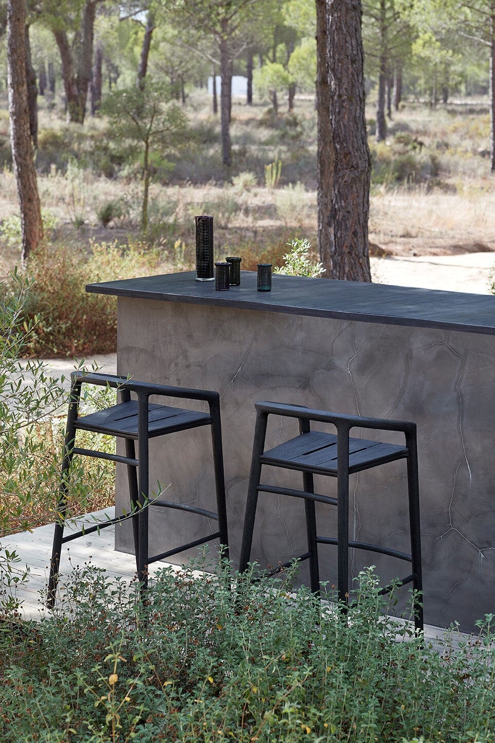 Manutti Solid Barstool 61 avec dossier, coussin en sus