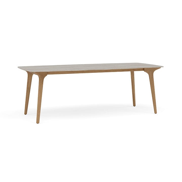 Manutti Torsa Table 264x118cm h:90cm Teak natural Céramique Travertin Crema 12mm (5K74)