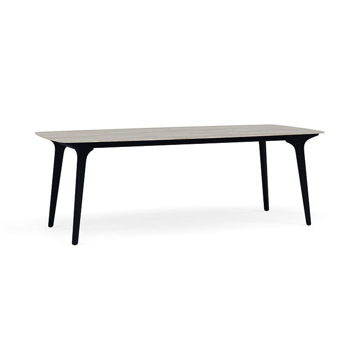 Manutti Torsa Table 264x118cm h:90cm Teak nero Céramique Travertin Crema 12mm (5K74)