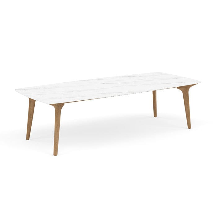 Manutti Torsa Table 264x118cm Teak Natural (HFTK) Céramique Marble White 12mm (5K58)