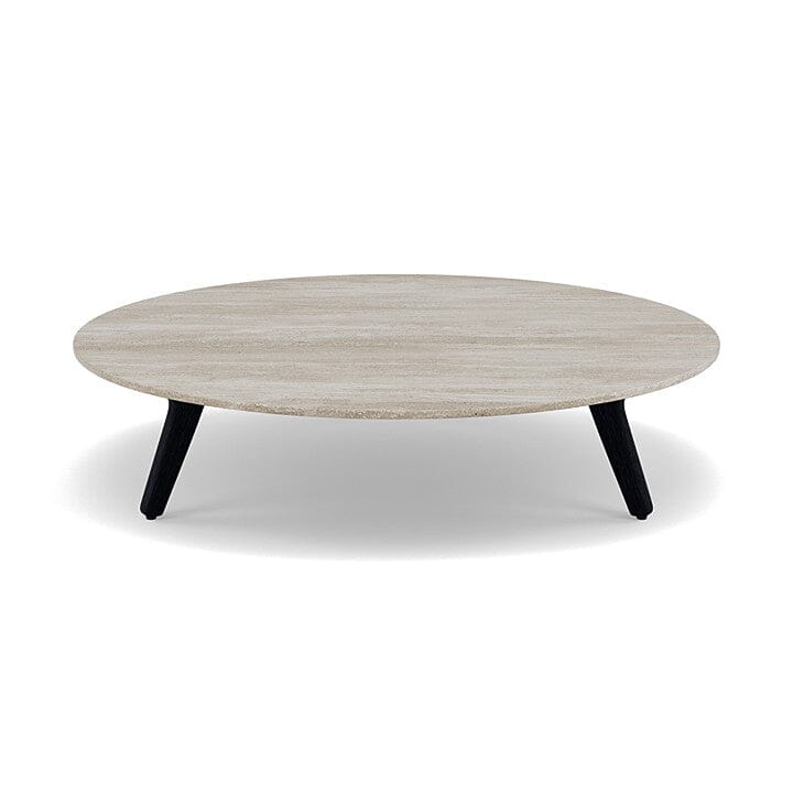 Manutti Torsa Table ø100cm h:25cm Teak Brushed Scuro (HFTN) Céramique Travertin Crema 12mm (5K74)