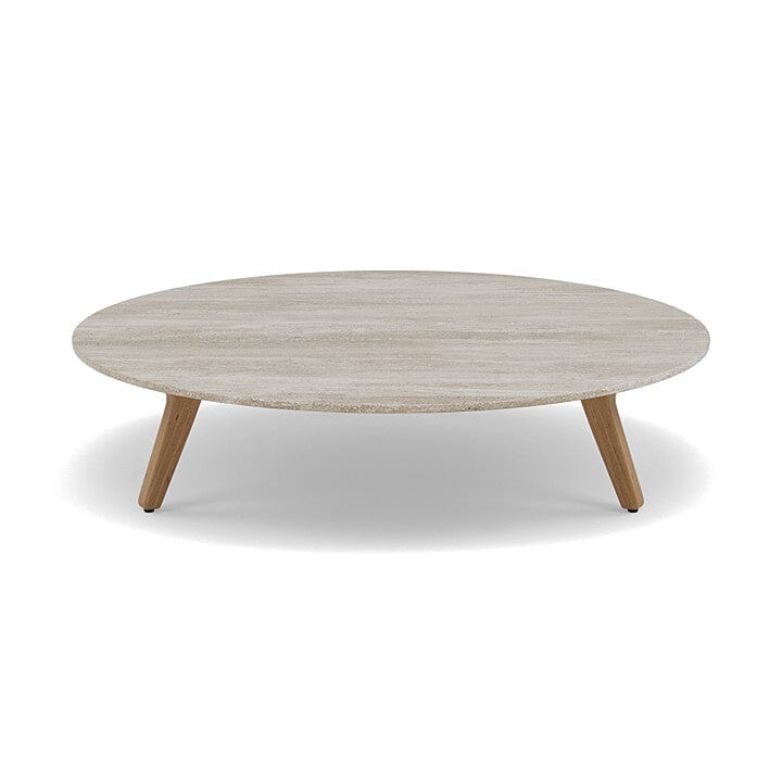 Manutti Torsa Table ø100cm h:25cm Teak Natural (HFTK) Céramique Travertin Crema 12mm (5K74)