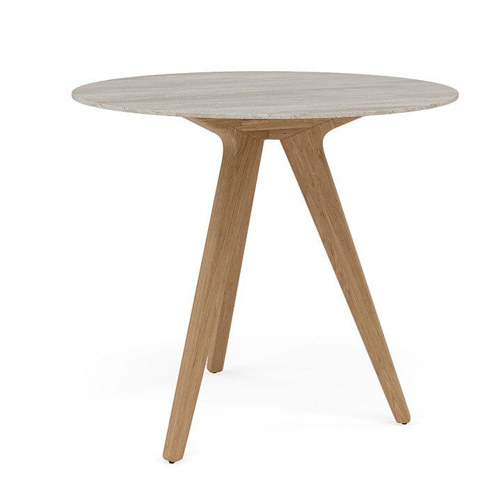 Manutti Torsa Table ø100cm h:90cm Teak natural Céramique Travertin Crema 12mm (5K74)
