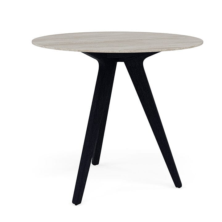 Manutti Torsa Table ø100cm h:90cm Teak nero Céramique Travertin Crema 12mm (5K74)