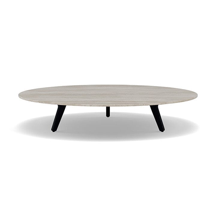 Manutti Torsa Table ø125cm h:25cm Teak Brushed Scuro (HFTN) Céramique Travertin Crema 12mm (5K74)