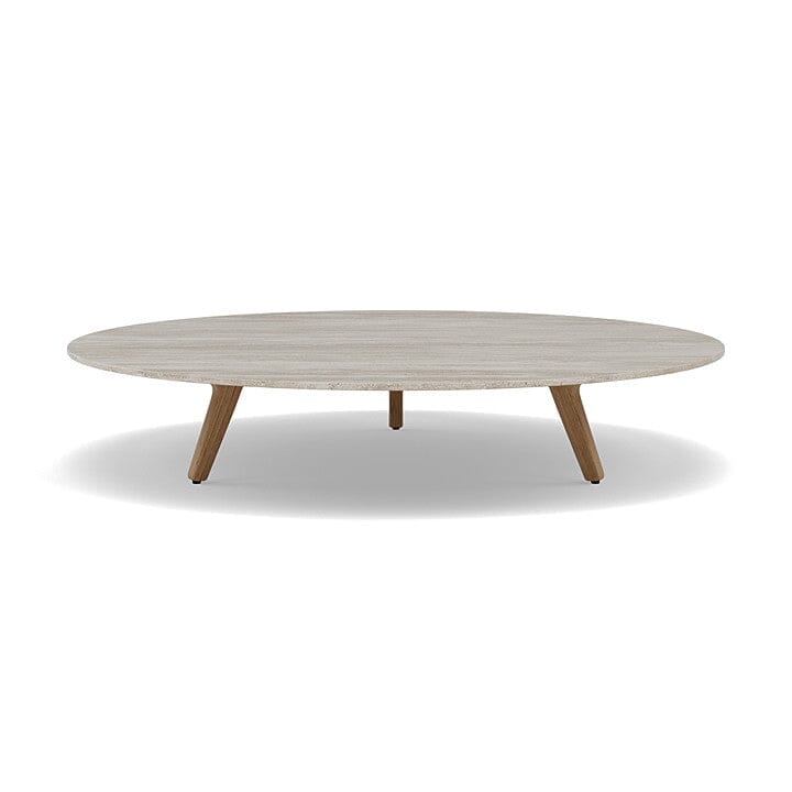 Manutti Torsa Table ø125cm h:25cm Teak Natural (HFTK) Céramique Travertin Crema 12mm (5K74)