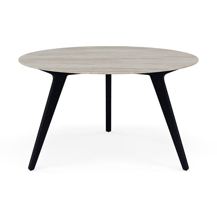Manutti Torsa Table ø125cm Teak Brushed Scuro (HFTN) Céramique Travertin Crema 12mm (5K74)
