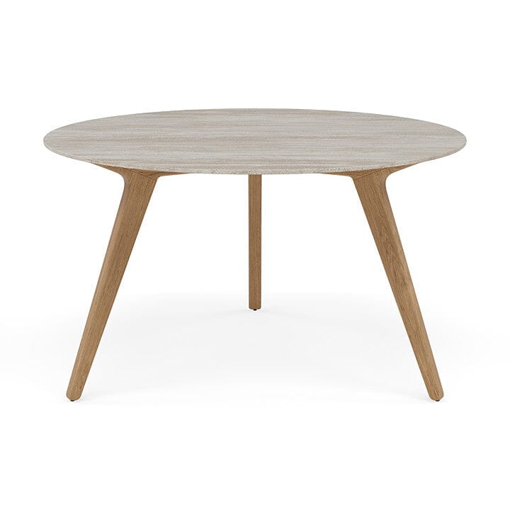Manutti Torsa Table ø125cm Teak Natural (HFTK) Céramique Travertin Crema 12mm (5K74)