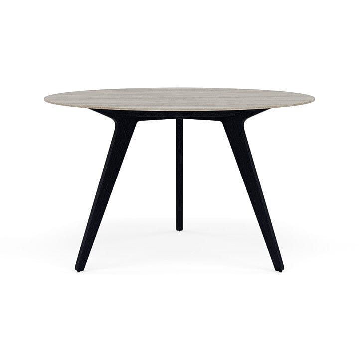 Manutti Torsa Table ø148cm h:90cm Teak nero Céramique Travertin Crema 12mm (5K74)