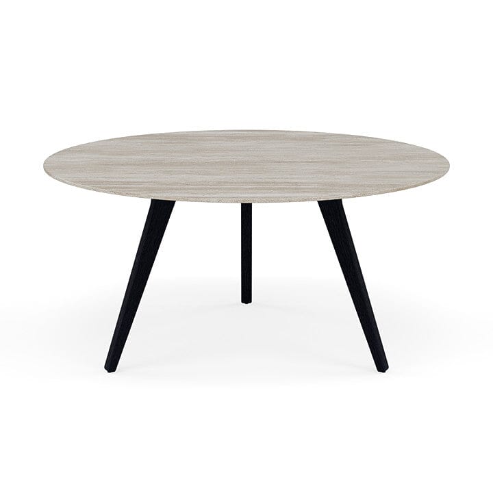Manutti Torsa Table ø148cm Teak Brushed Scuro (HFTN) Céramique Travertin Crema 12mm (5K74)