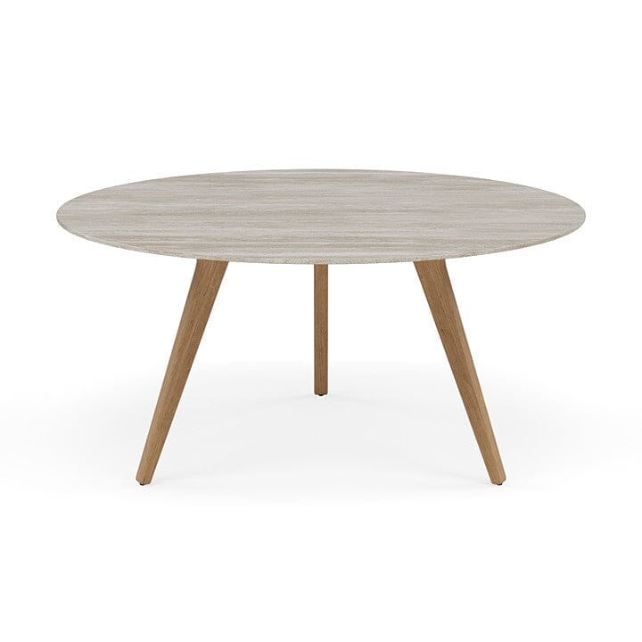 Manutti Torsa Table ø148cm Teak Natural (HFTK) Céramique Travertin Crema 12mm (5K74)