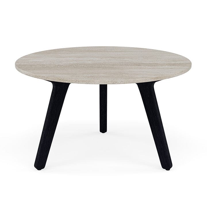 Manutti Torsa Table ø60cm h:35cm Teak Brushed Scuro (HFTN) Céramique Travertin Crema 12mm (5K74)