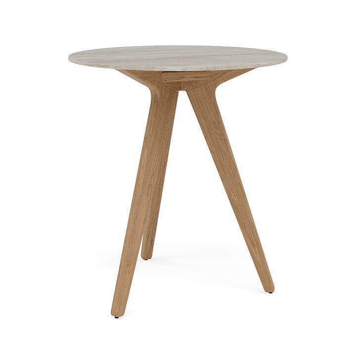 Manutti Torsa Table ø80cm h:90cm Teak natural Céramique Travertin Crema 12mm (5K74)
