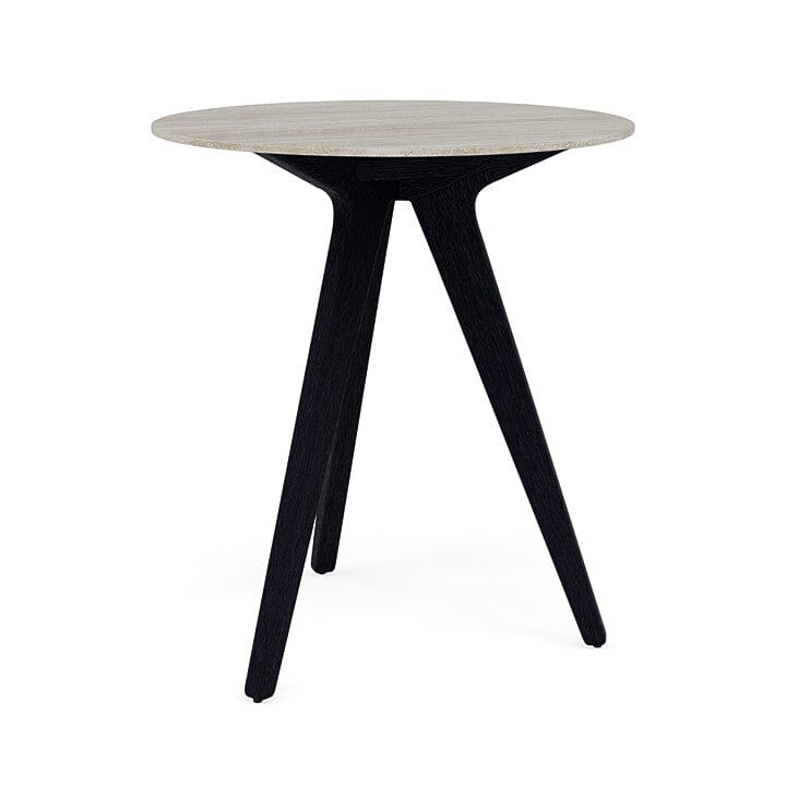 Manutti Torsa Table ø80cm h:90cm Teak nero Céramique Travertin Crema 12mm (5K74)