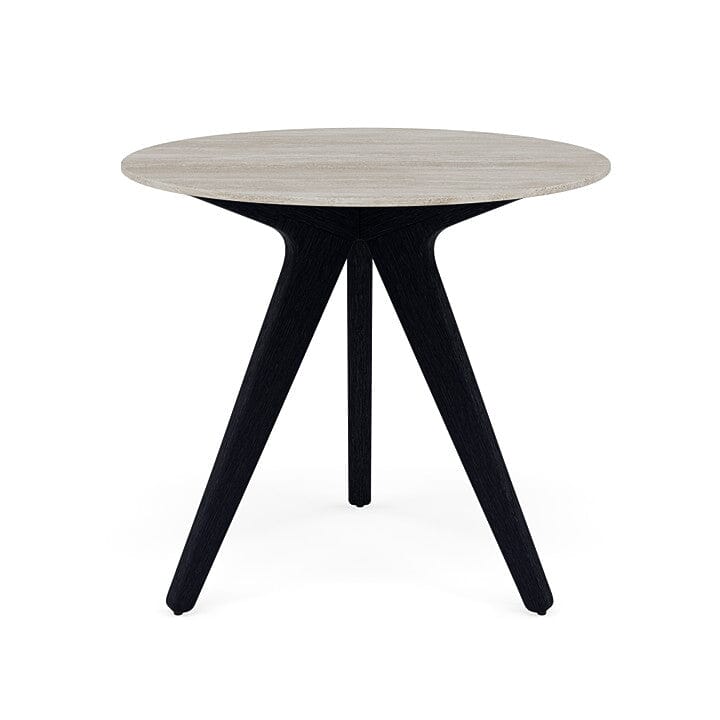 Manutti Torsa Table ø80cm Teak Brushed Scuro (HFTN) Céramique Travertin Crema 12mm (5K74)