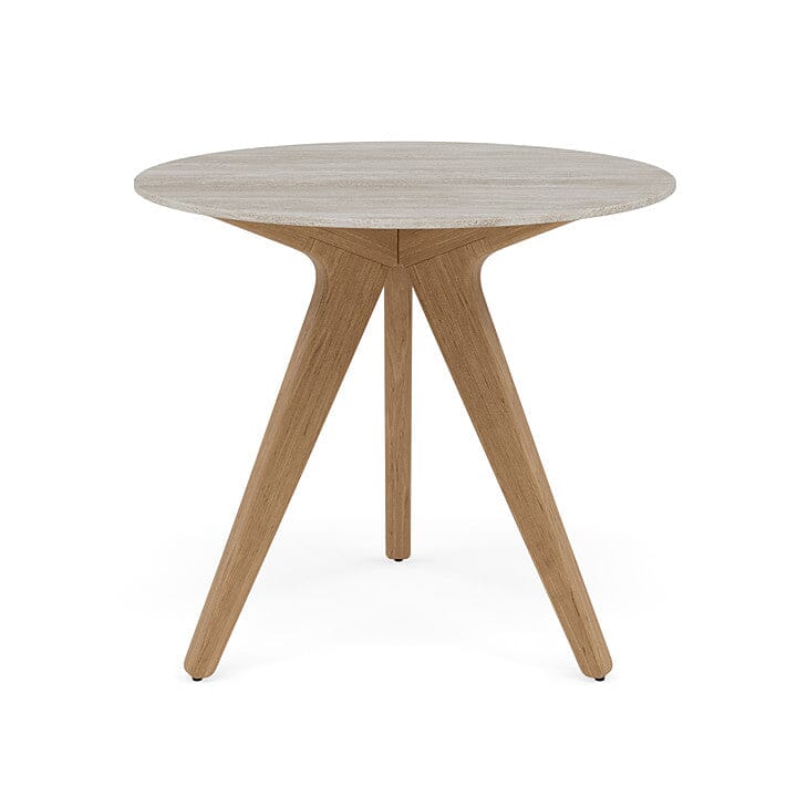 Manutti Torsa Table ø80cm Teak Natural (HFTK) Céramique Travertin Crema 12mm (5K74)