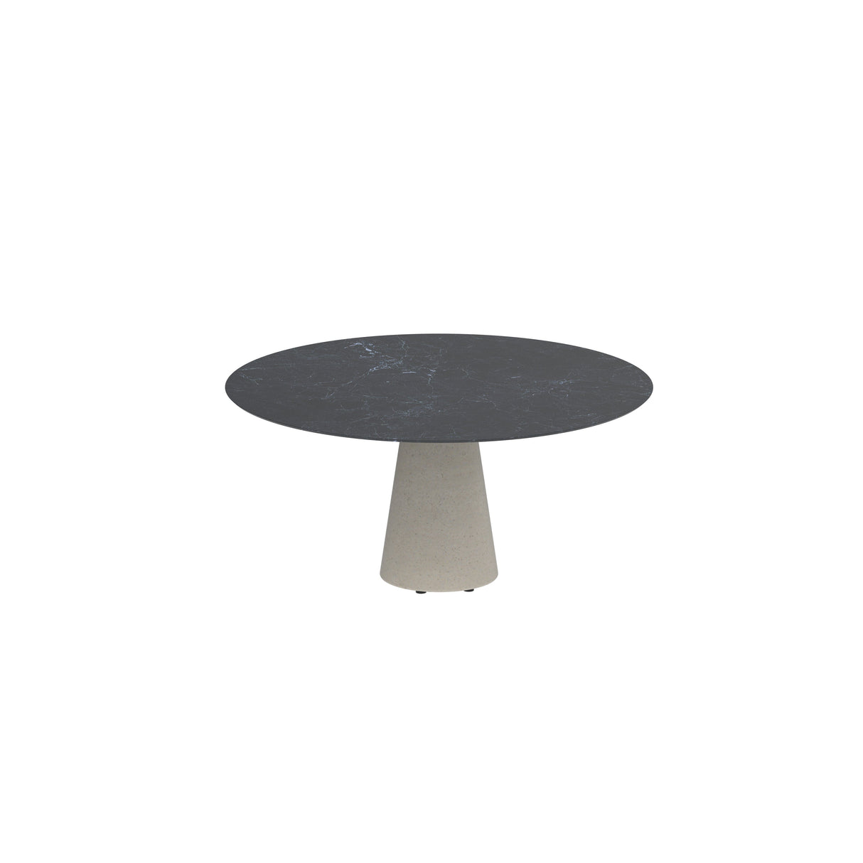 Royal Botania Conix Table ronde Ø160cm Dining Pied Béton Plateau Céramique Nero Marquina NM Desert Concrete D