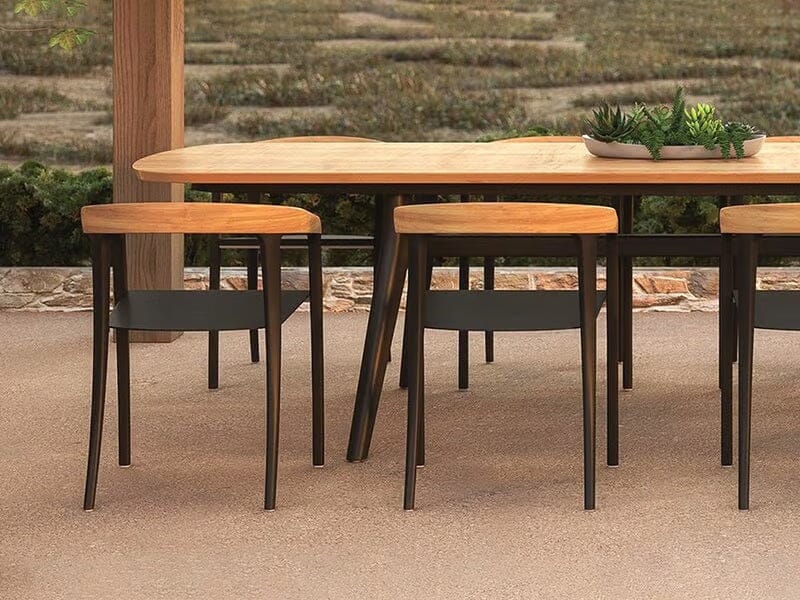 Royal Botania Jive JIV55W Fauteuil repas avec assise Alu et dossier Teck