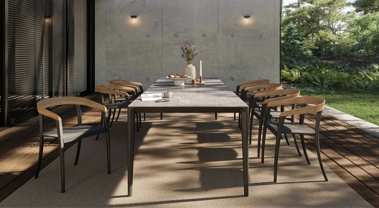 Royal Botania Jive JIV55W Fauteuil repas avec assise Alu et dossier Teck