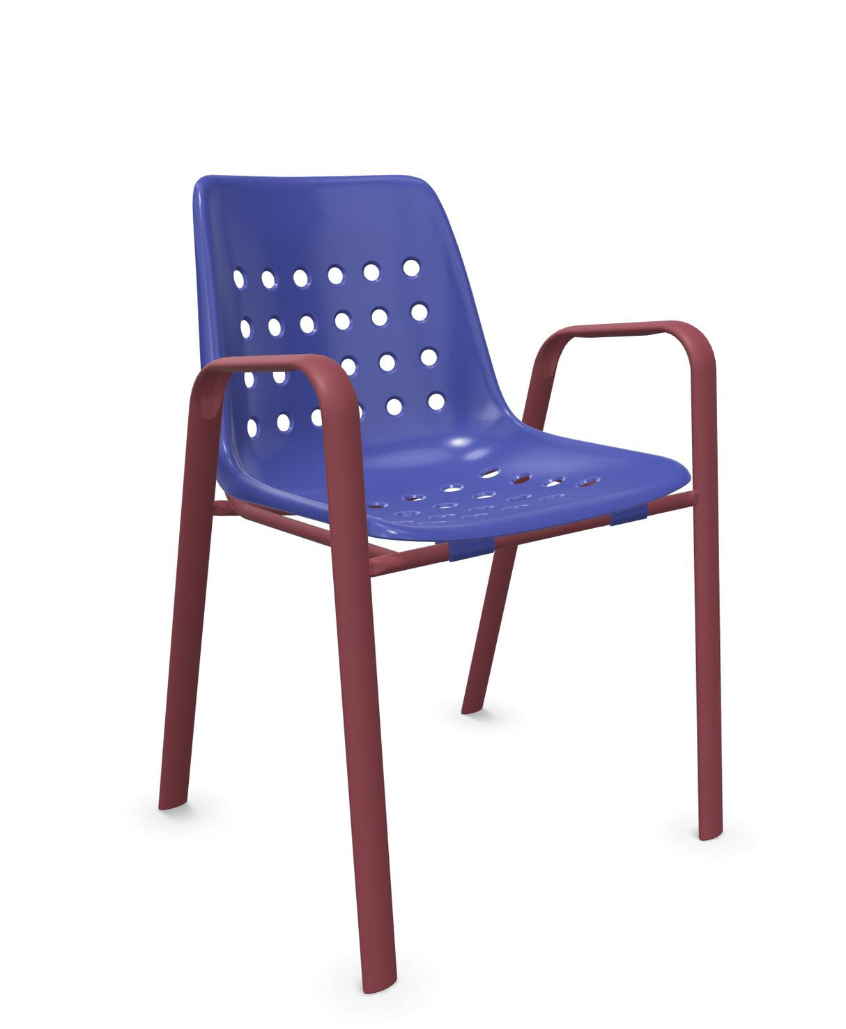 Schaffner Bermuda Fauteuil repas avec accoudoirs tubes ovales Bleu 53 Bordeaux 38