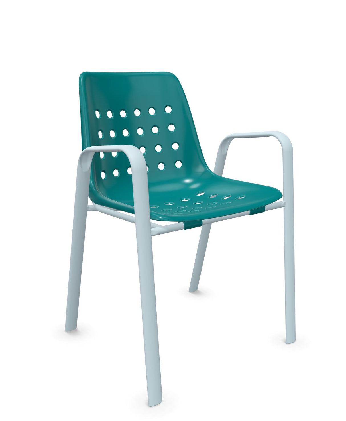 Schaffner Bermuda Fauteuil repas avec accoudoirs tubes ovales Bleu Kali 56 Bleu Pastel 51