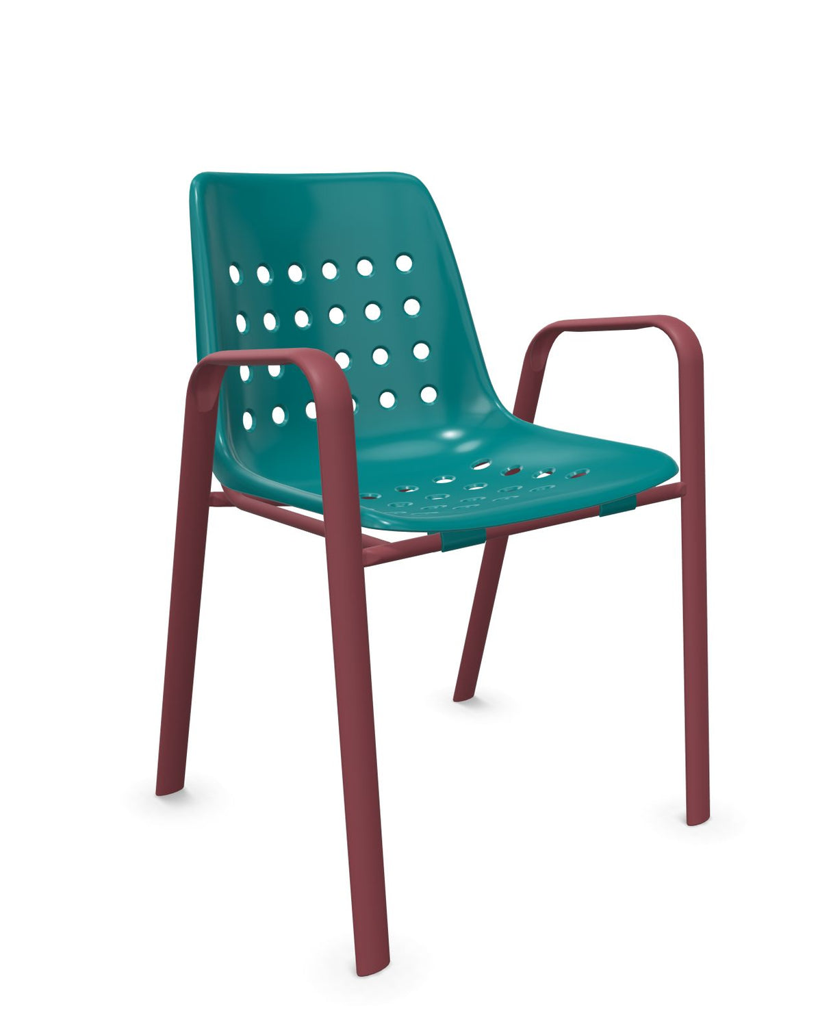 Schaffner Bermuda Fauteuil repas avec accoudoirs tubes ovales Bleu Kali 56 Bordeaux 38
