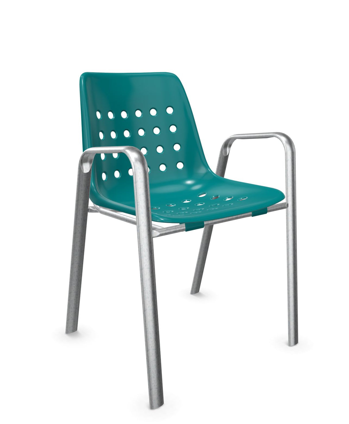 Schaffner Bermuda Fauteuil repas avec accoudoirs tubes ovales Bleu Kali 56 Galvanisé à chaud 02