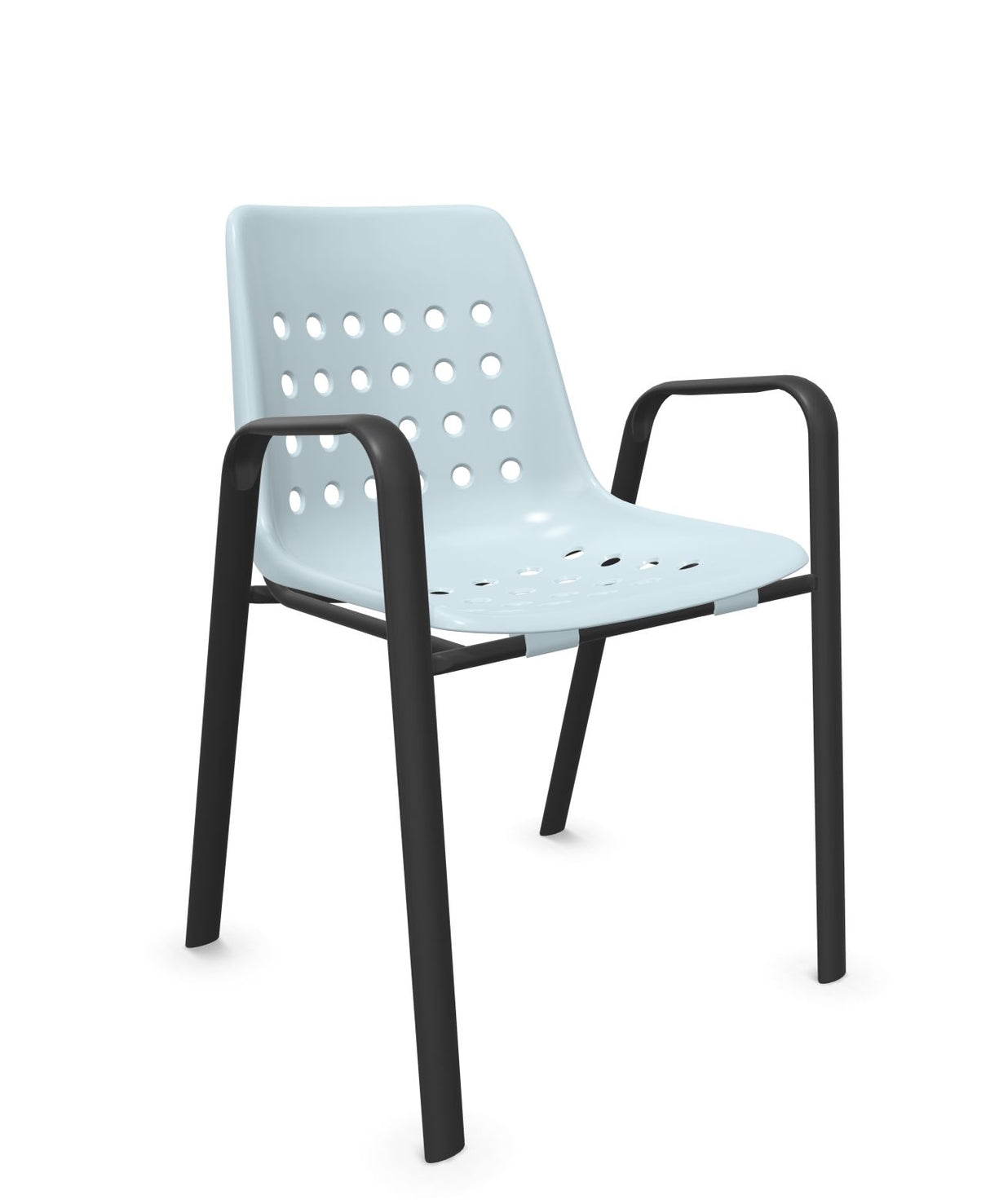 Schaffner Bermuda Fauteuil repas avec accoudoirs tubes ovales Bleu Pastel 51 Anthracite 77