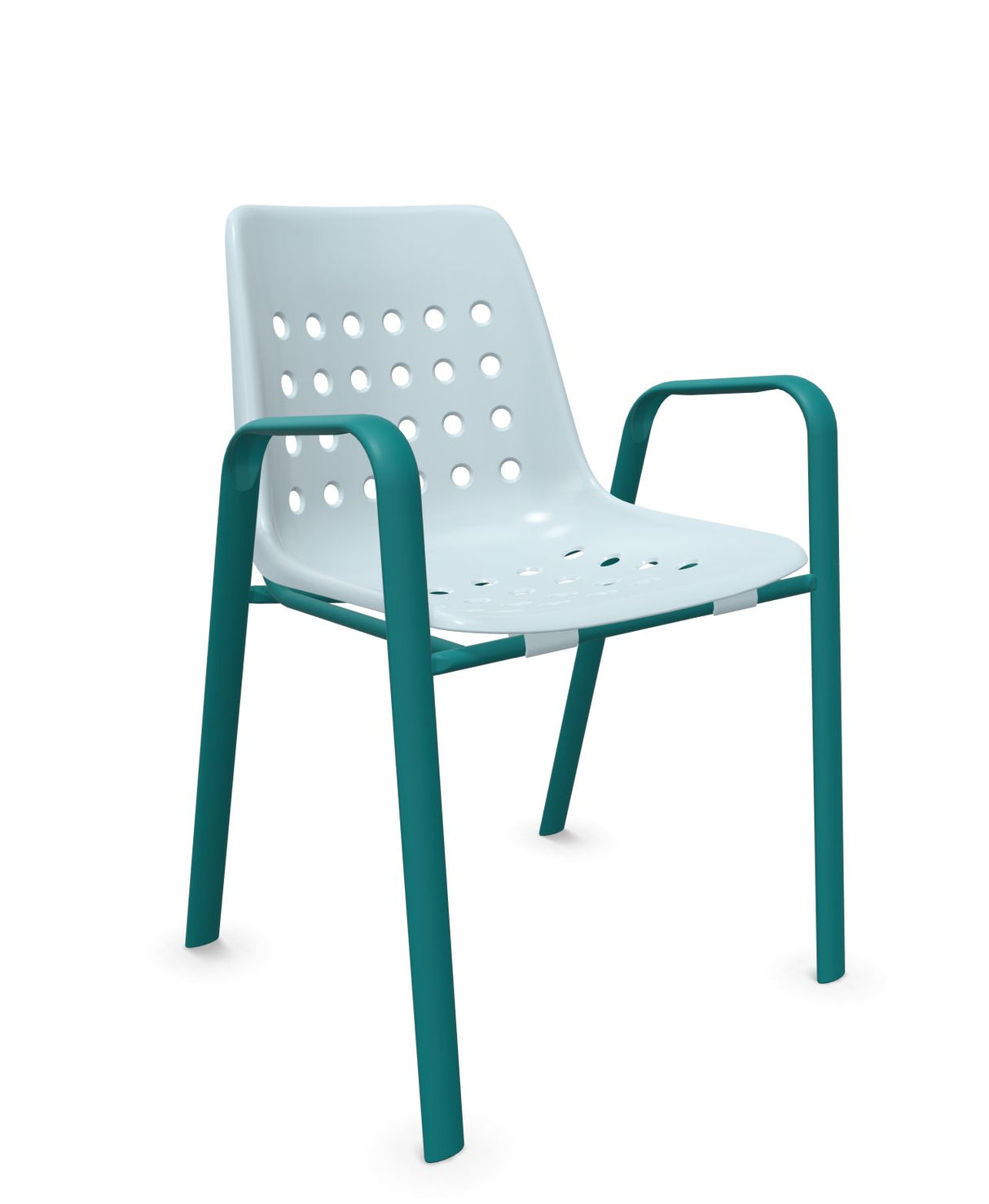 Schaffner Bermuda Fauteuil repas avec accoudoirs tubes ovales Bleu Pastel 51 Bleu Kali 56